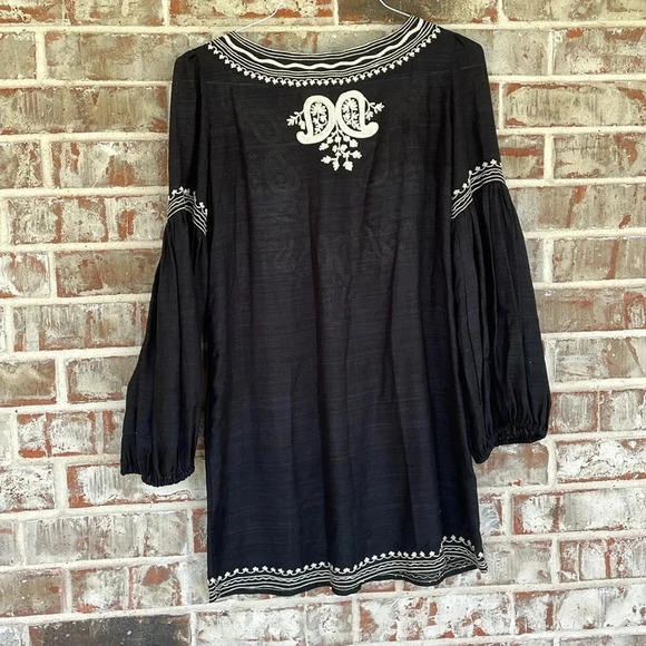 Joie Jaclyn Black 100% Silk Embroidered Balloon Sleeved Dress - Picture 10 of 10